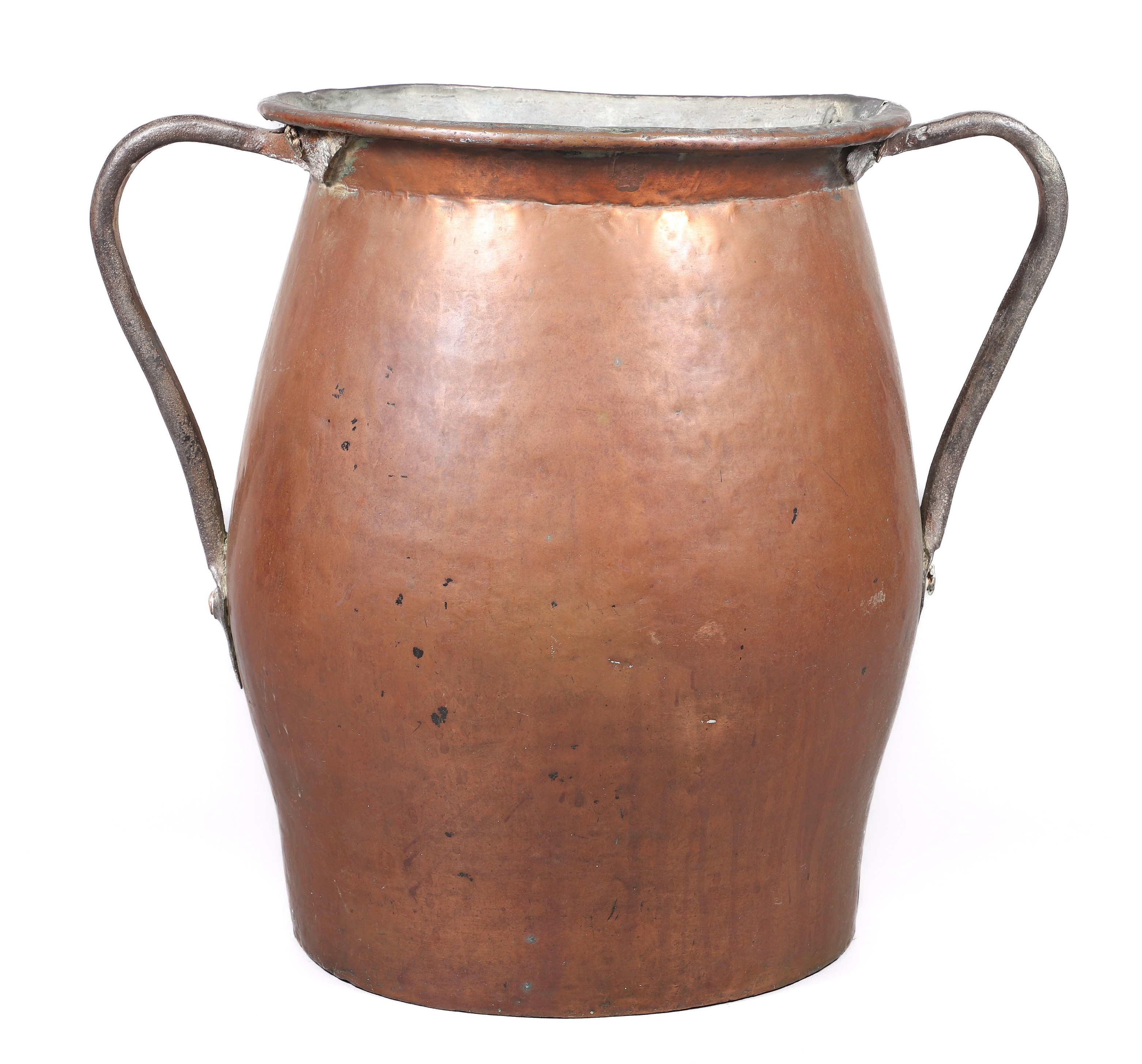 Copper pot with wrought iron double