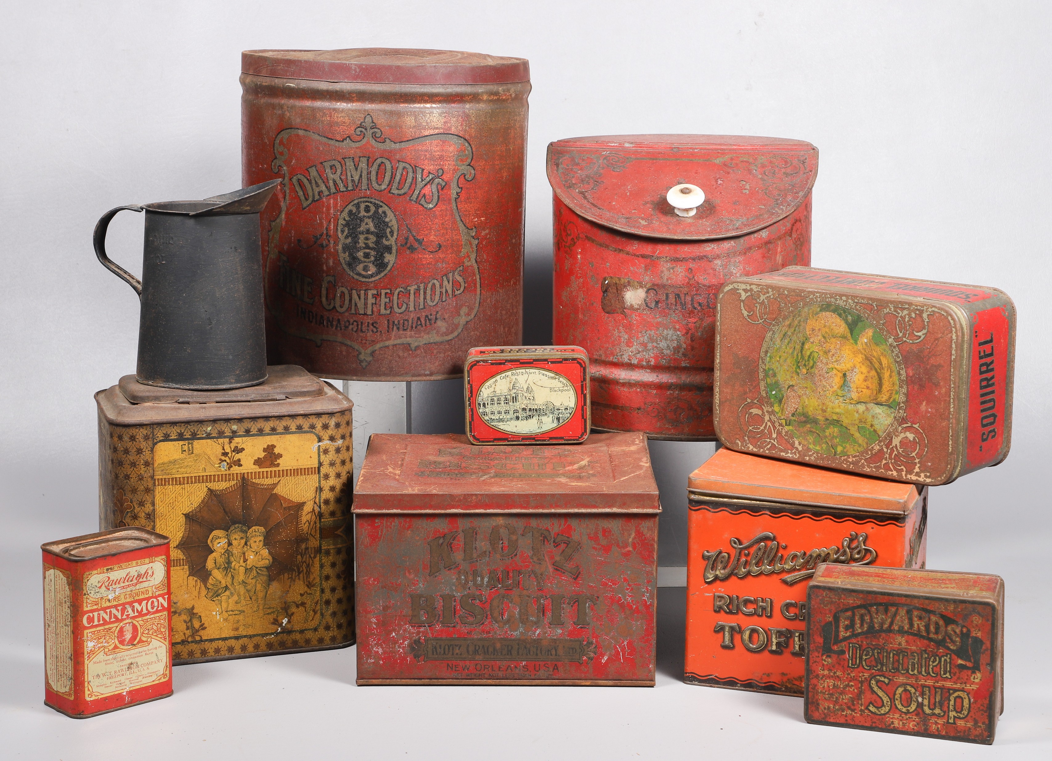 (10) Advertising & other tins, c/o Squirrel