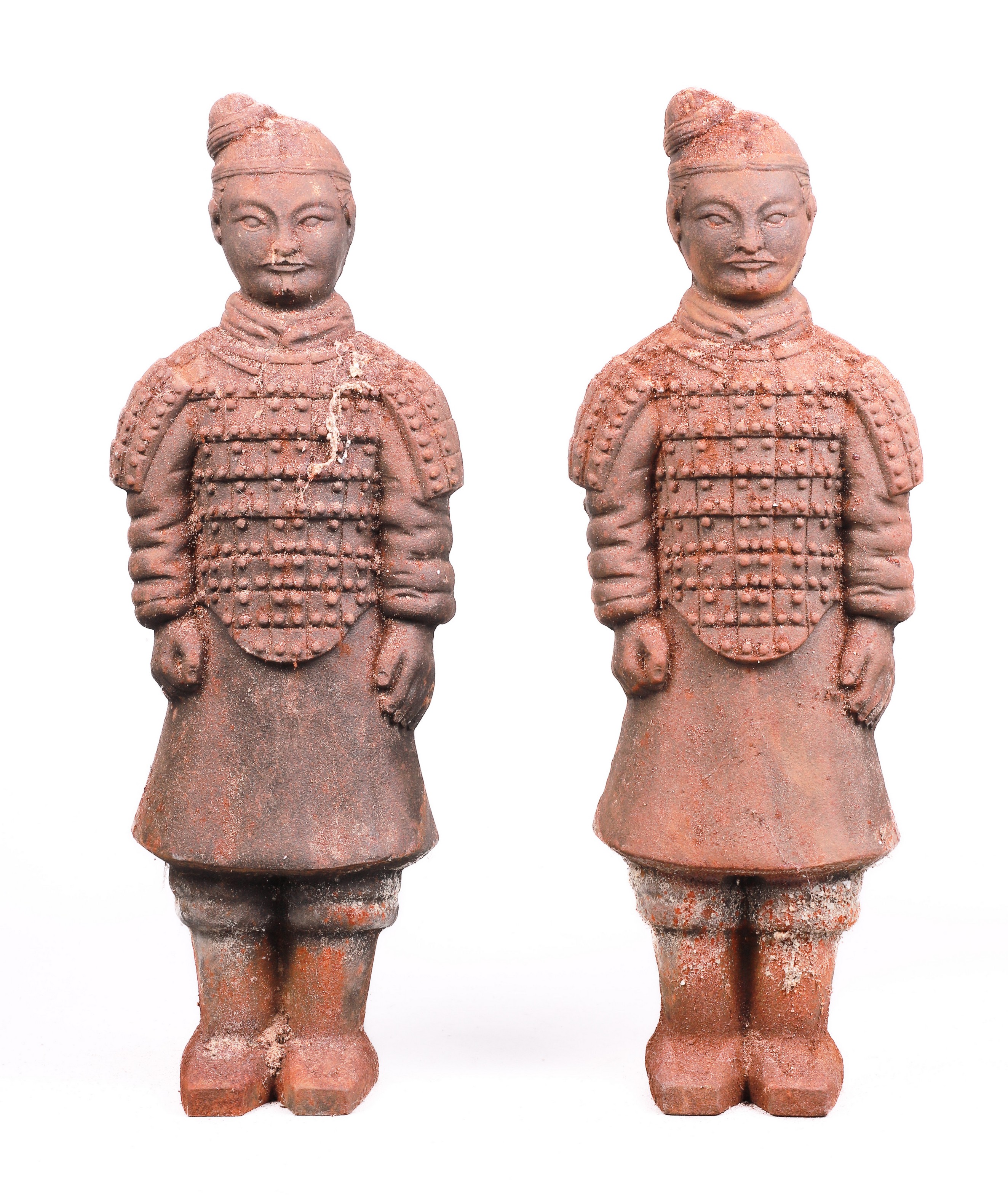 Pair Iron Chinese warrior andirons,