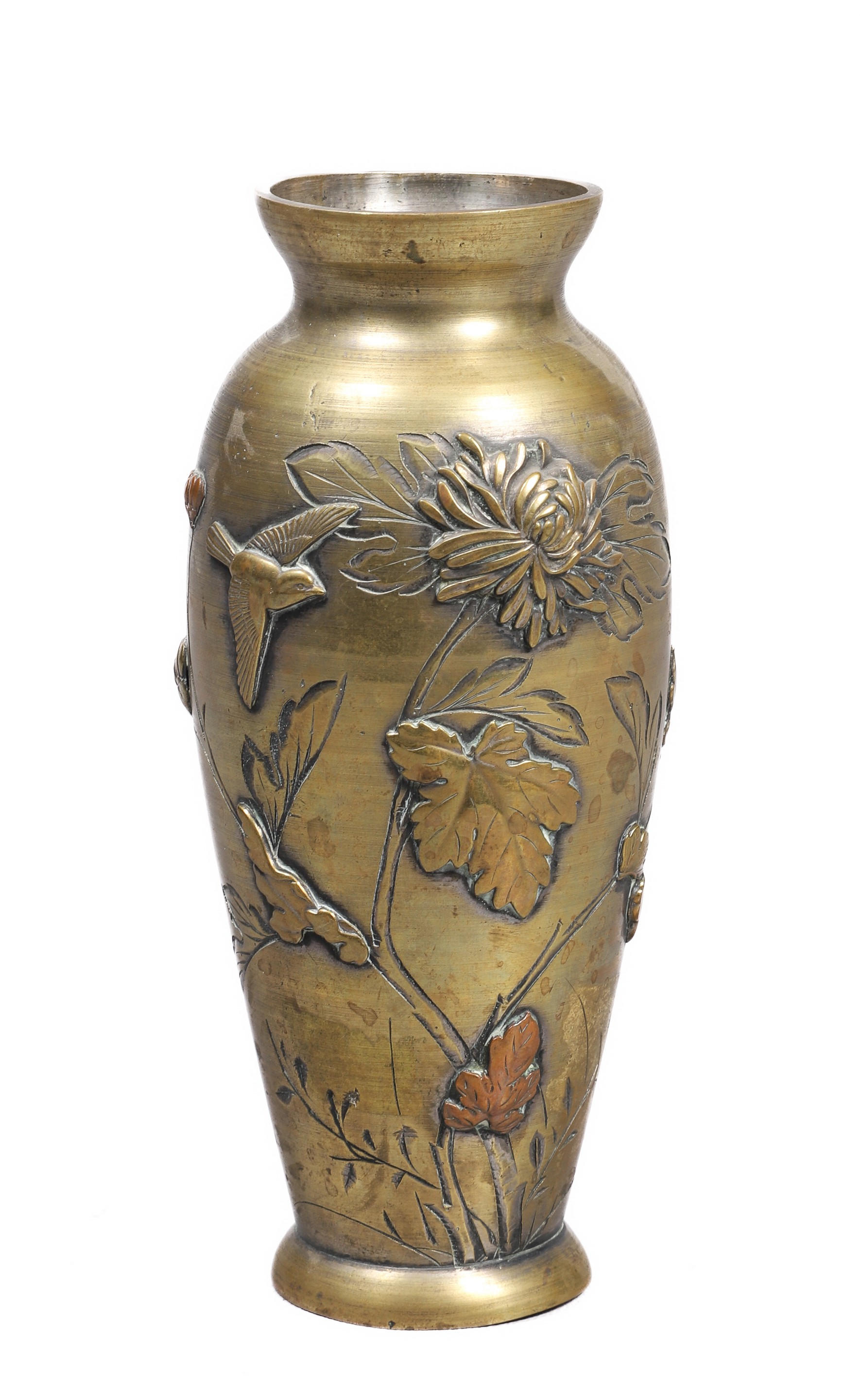 Japanese gilt metal vase embossed 3b4f66