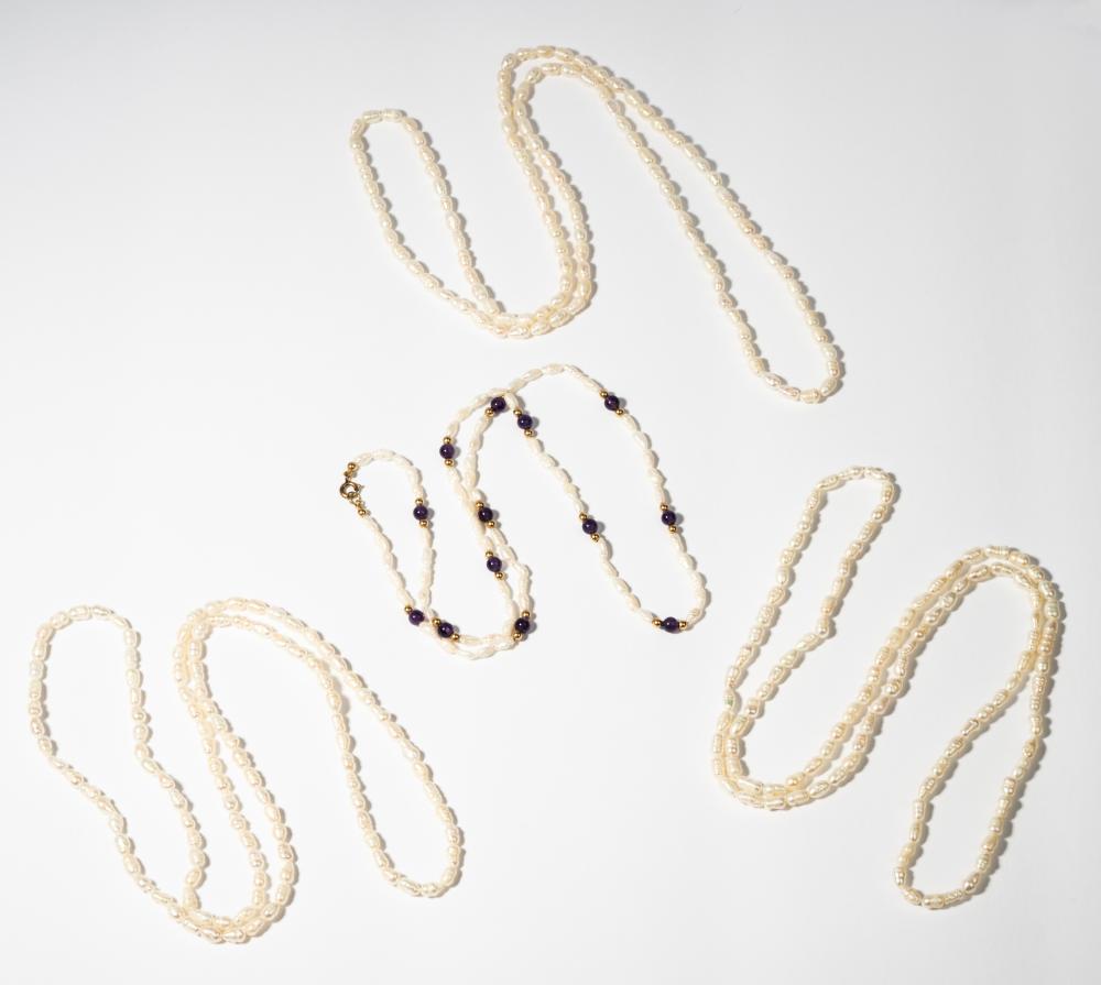 FOUR STRANDS OF PEARL NECKLACESFour 3b4f9d