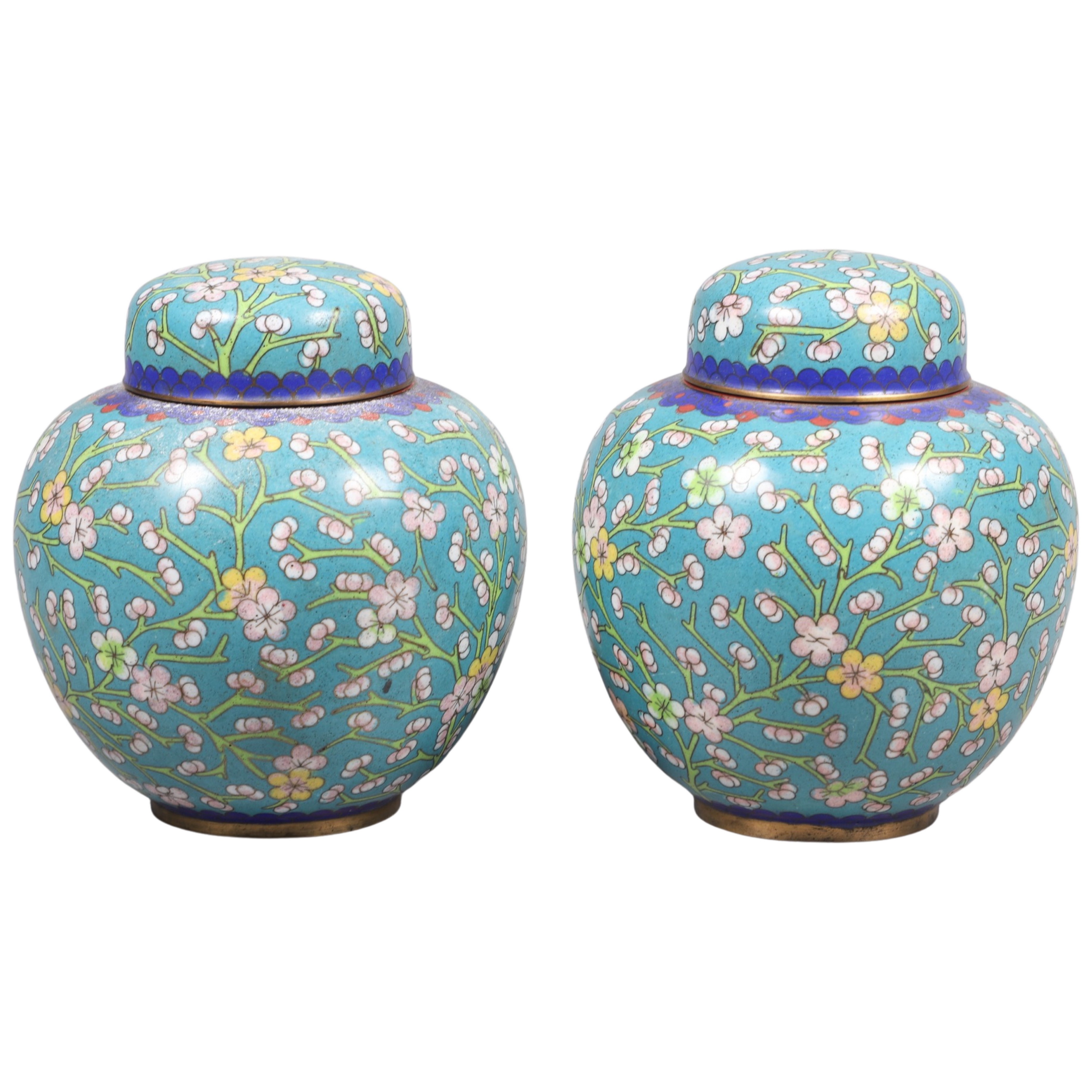 Pair of Chinese cloisonne covered