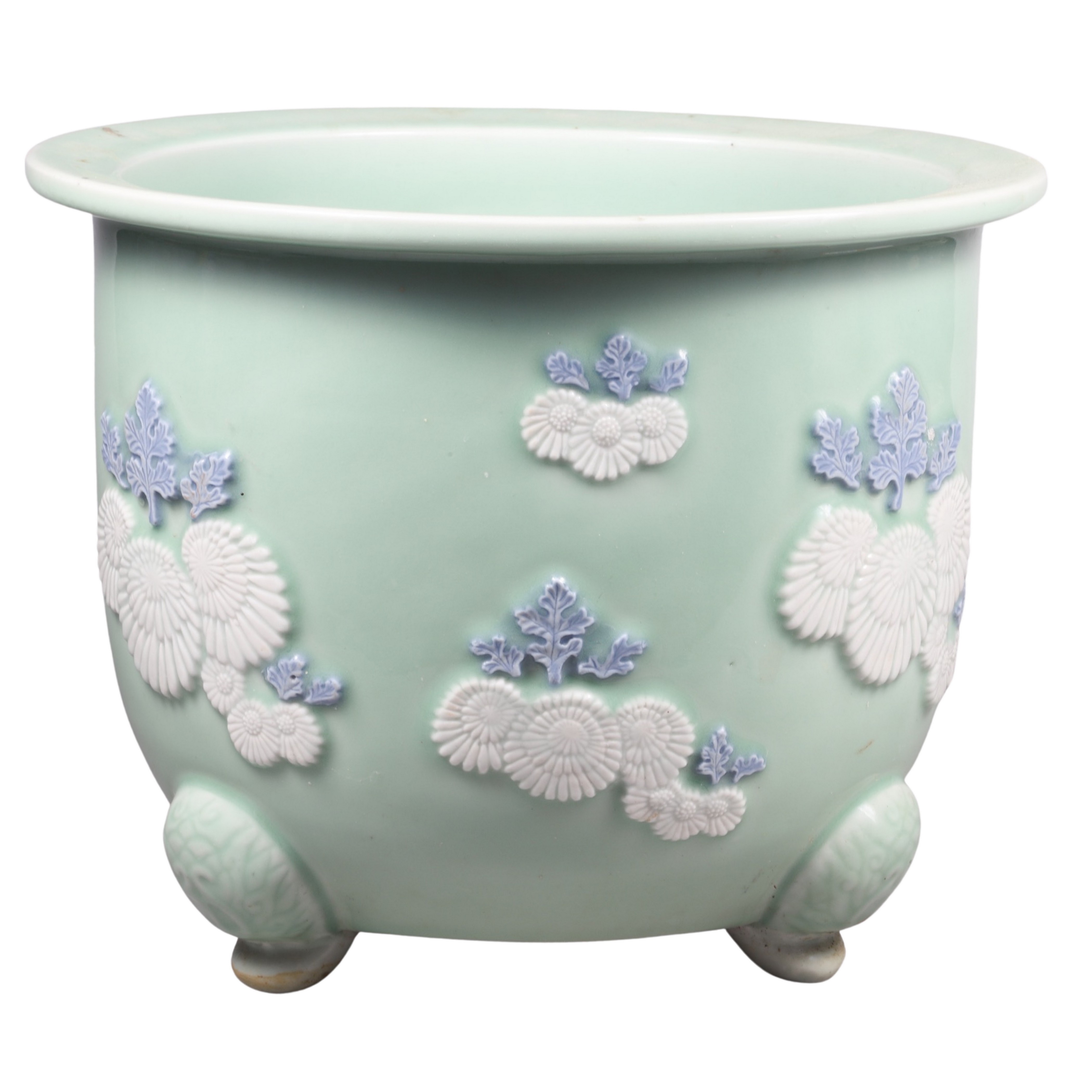 Japanese celadon porcelain footed