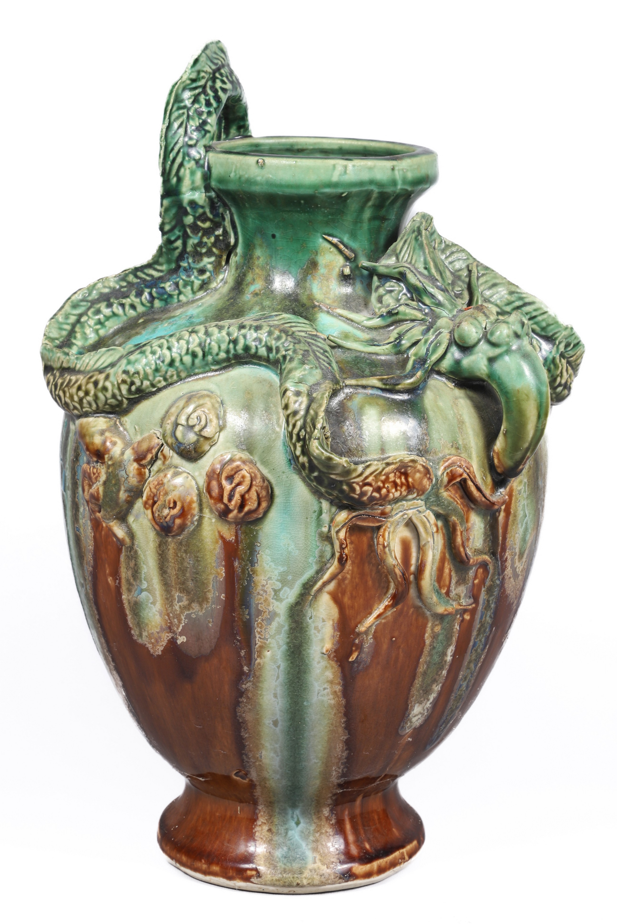 Asian pottery vase applied dragon 3b4fc8