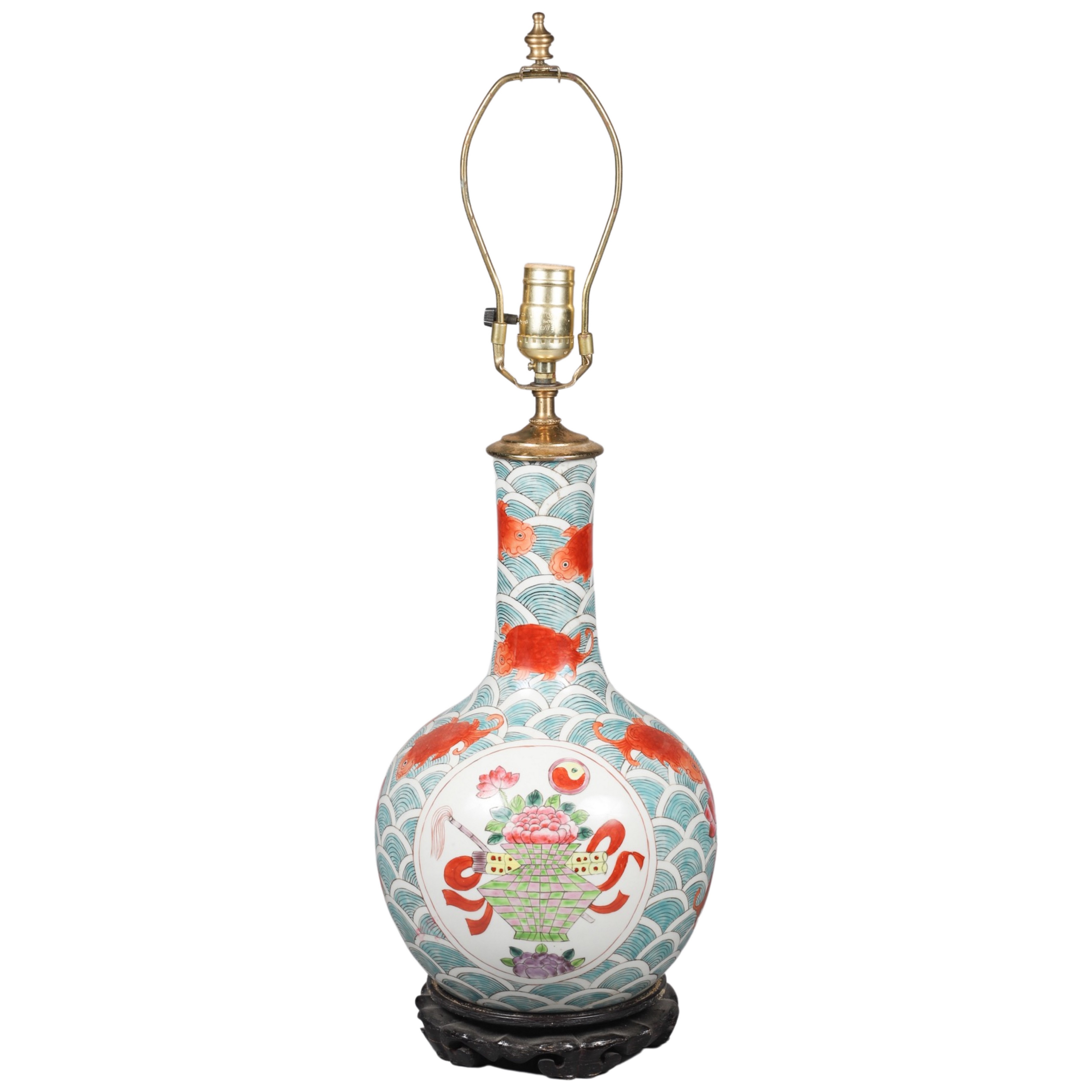 Chinese bottle vase, floral urn