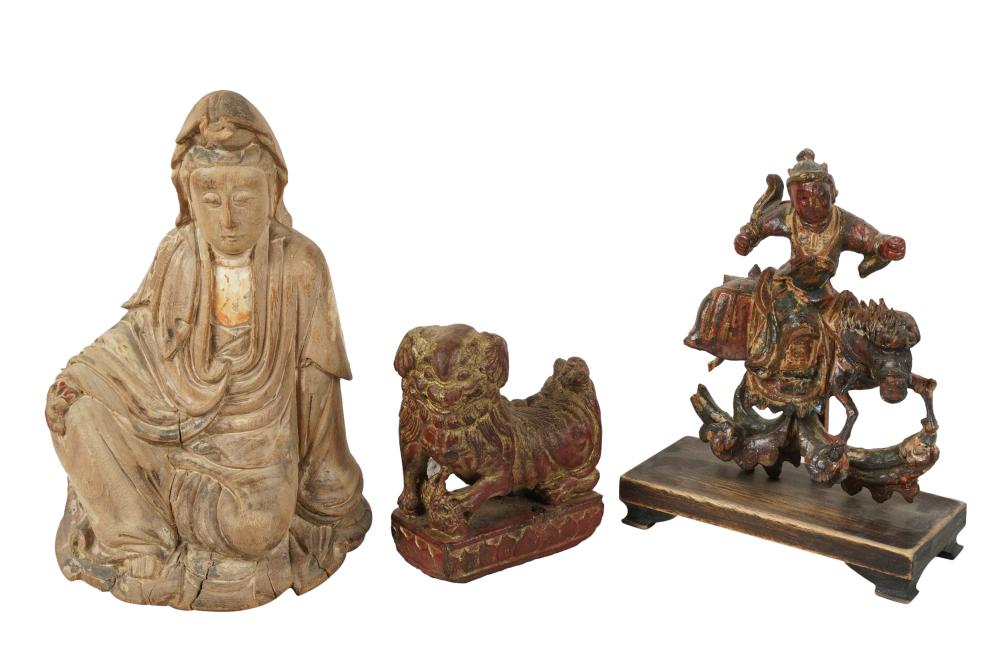 GROUP OF CHINESE CARVED WOOD FIGURESGroup