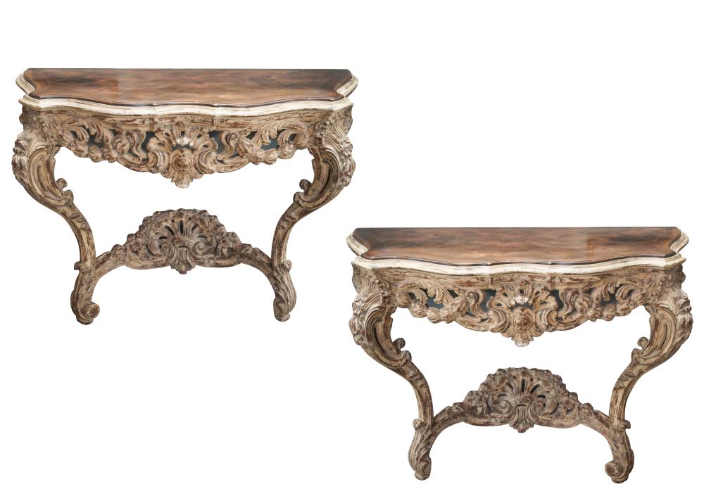 PAIR OF ROCOCO STYLE PAINTED CONSOLE 3b4ff3