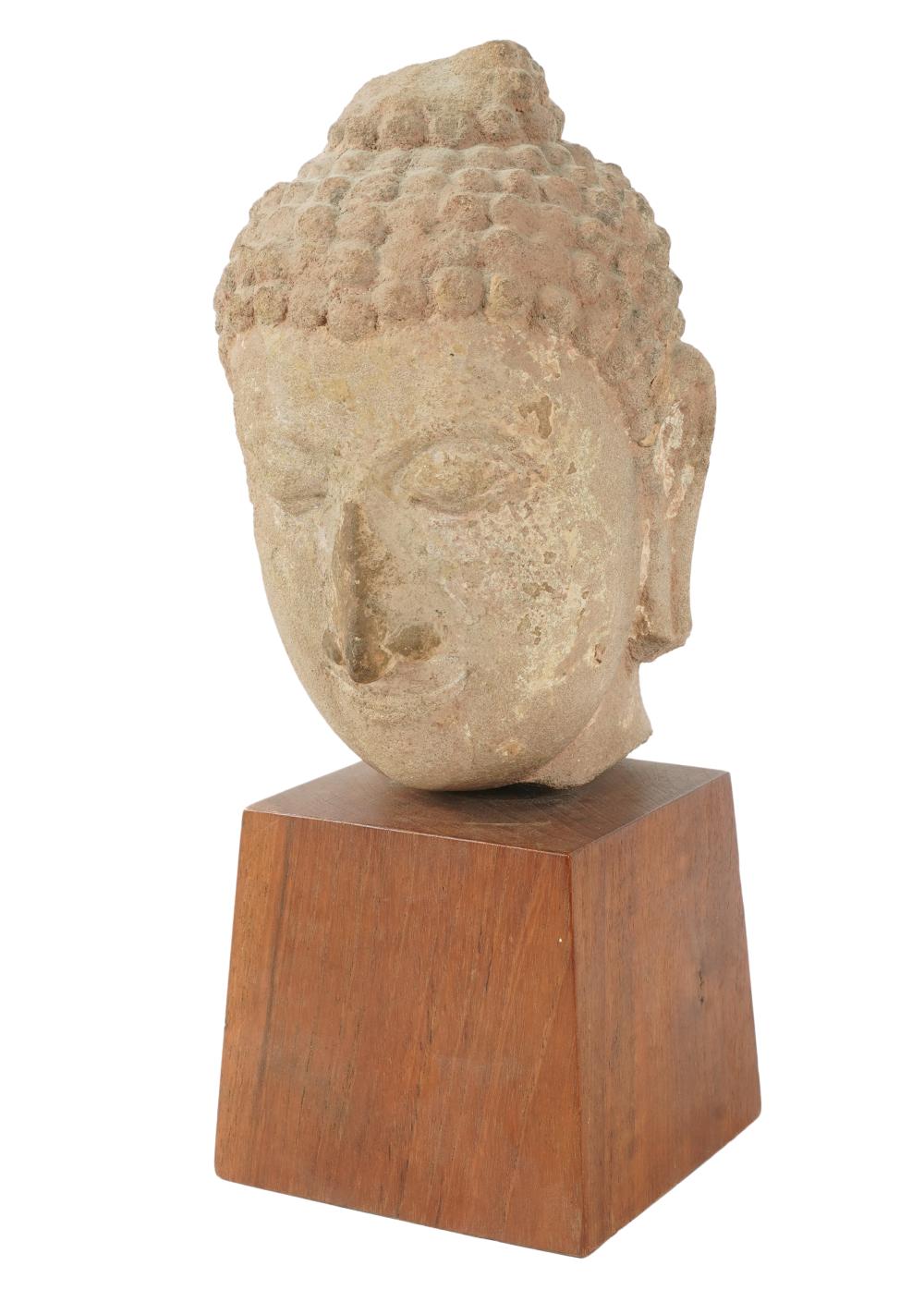 CARVED STONE HEAD OF BUDDHACarved