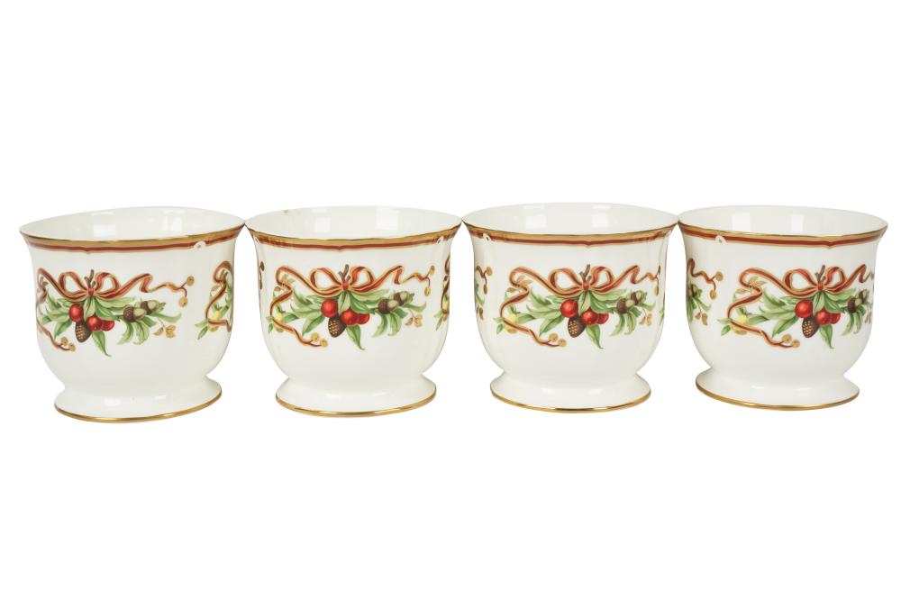 FOUR TIFFANY AND CO. PORCELAIN CACHEPOTSFour