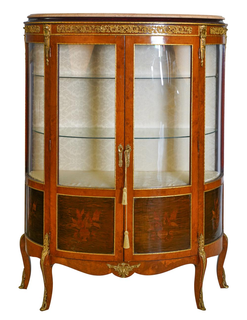 GILT METAL-MOUNTED DEMILUNE VITRINE