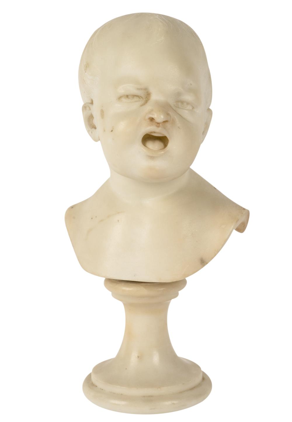 CARVED MARBLE BUST OF A BABYCarved 3b50ec