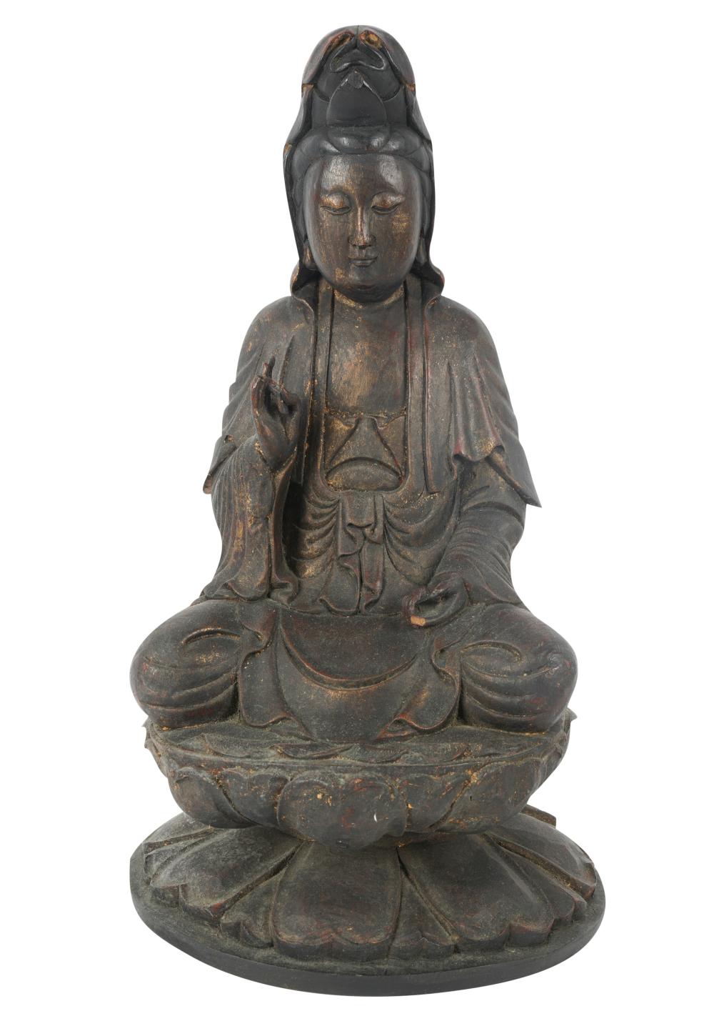 CARVED GILTWOOD FIGURE OF BUDDHACarved 3b512a