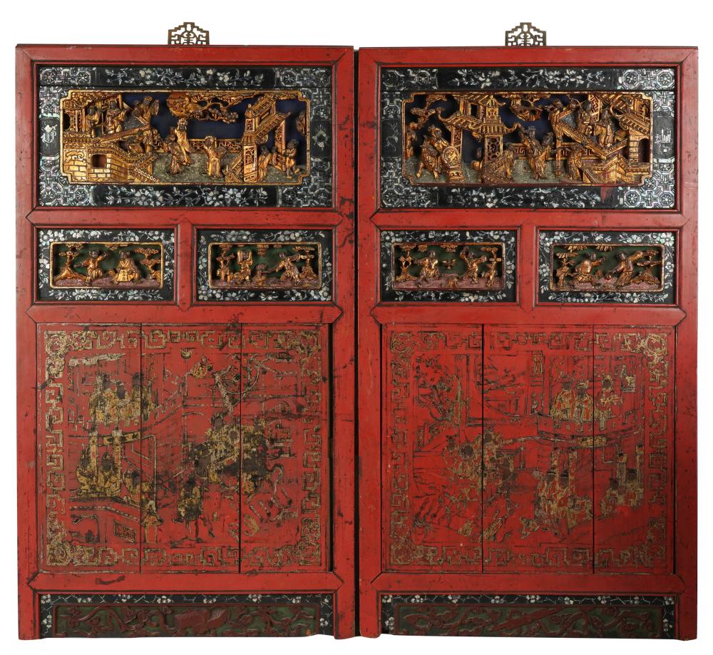 PAIR OF CHINESE RED LACQUER AND 3b51a6