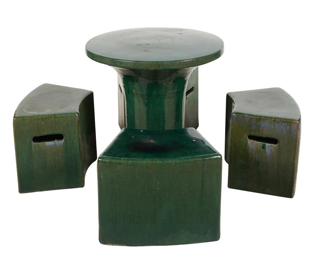 GREEN-GLAZED CERAMIC PATIO FURNITURE