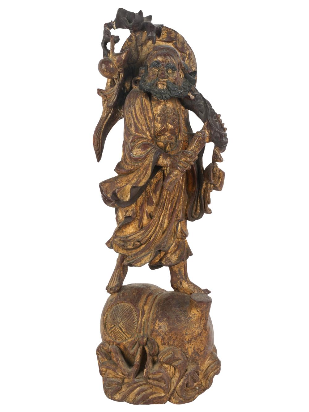 CHINESE CARVED GILTWOOD FIGUREChinese