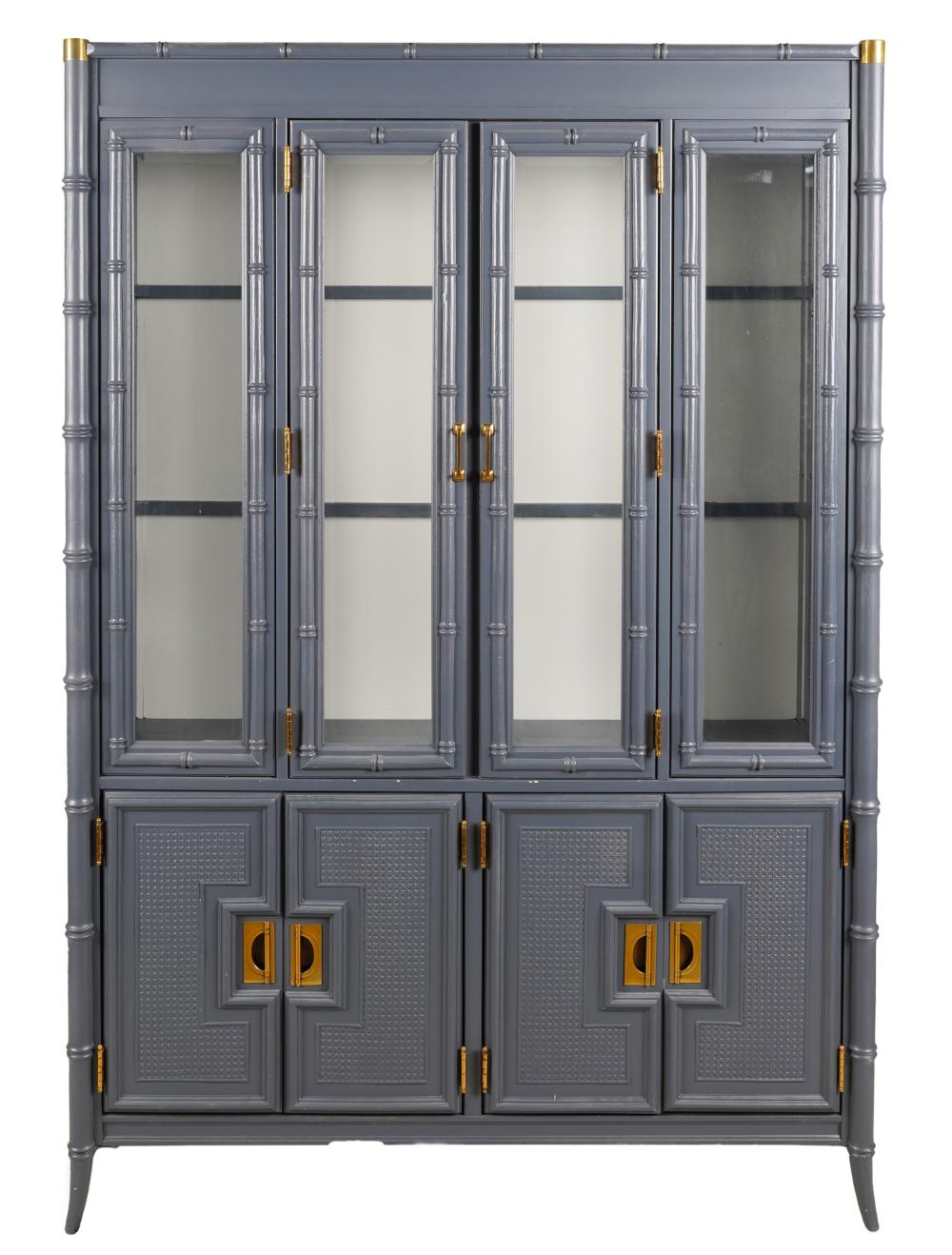 BLUE PAINTED FAUX BAMBOO VITRINE 3b51d7