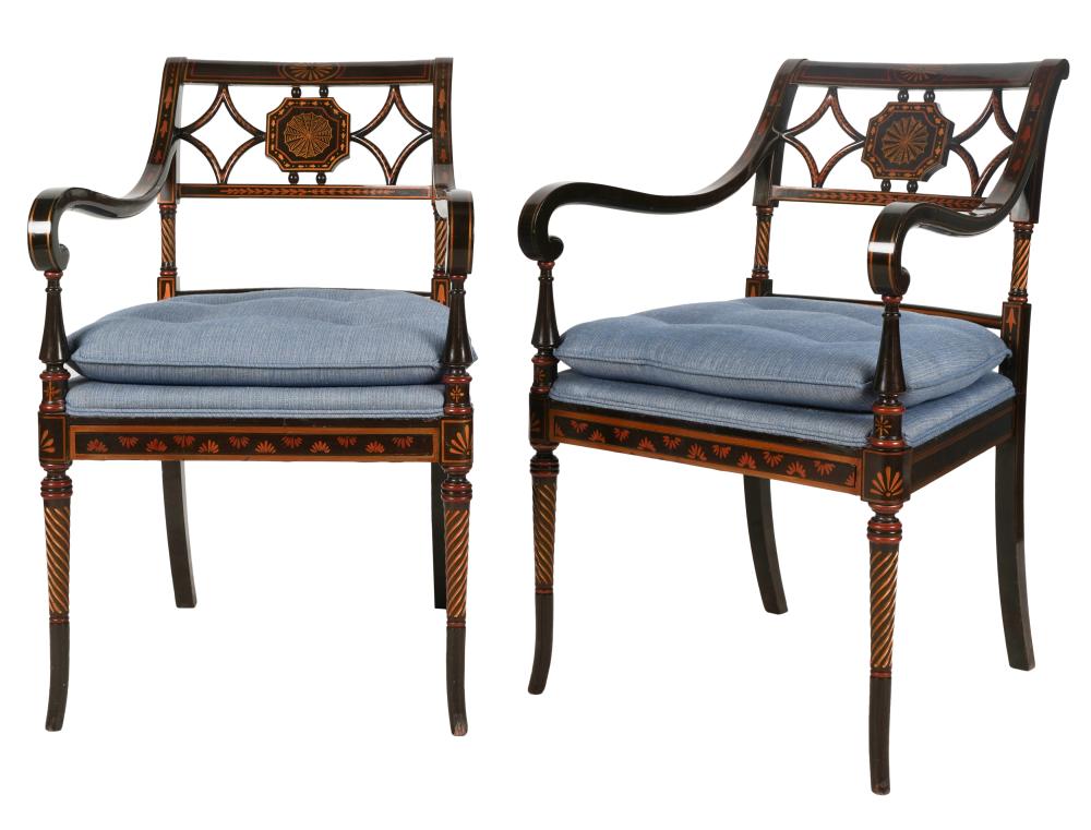 PAIR OF SHERATON STYLE ARMCHAIRSPair 3b520f