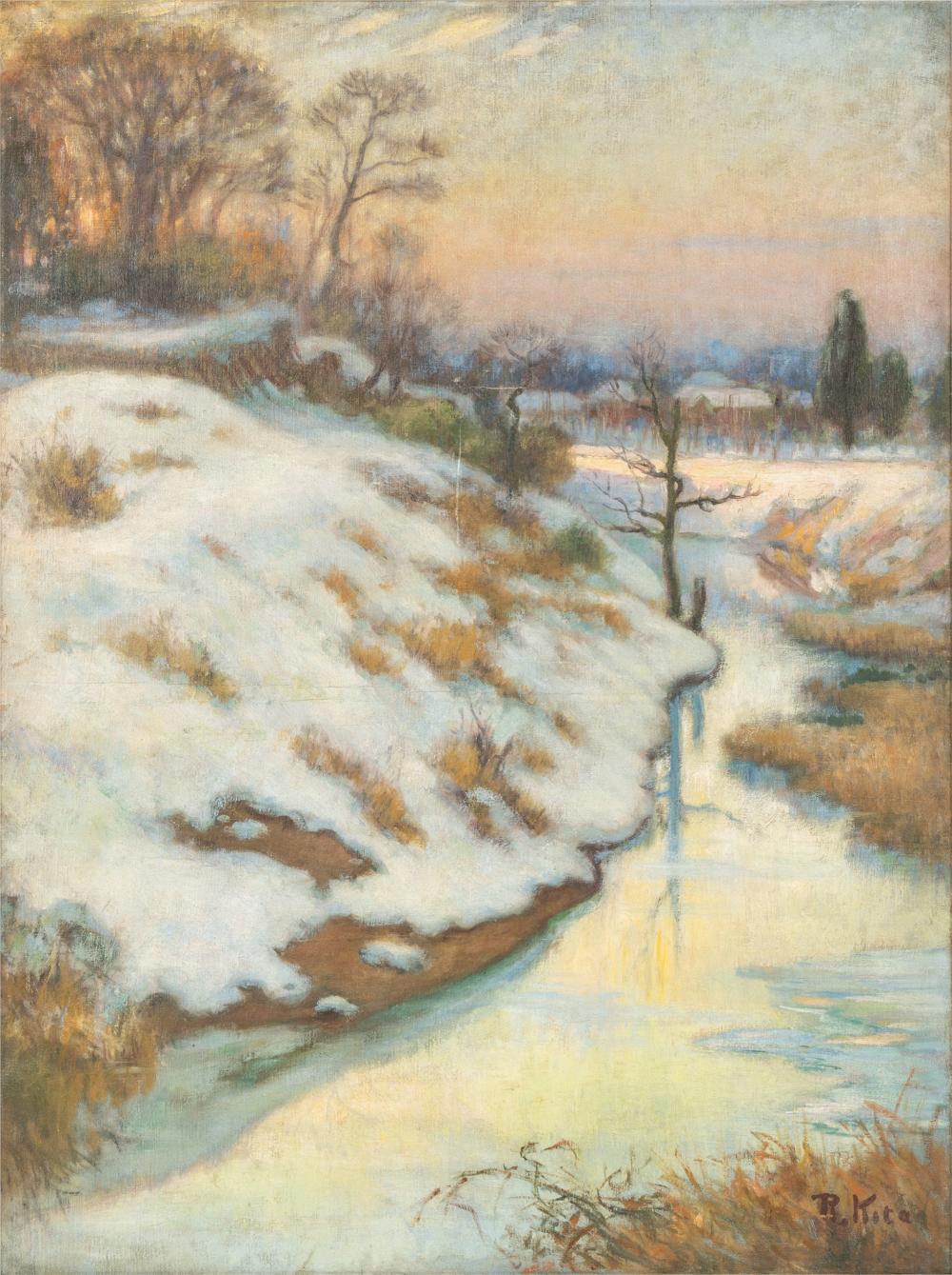 20TH CENTURY: SNOWY RIVER LANDSCAPE20th