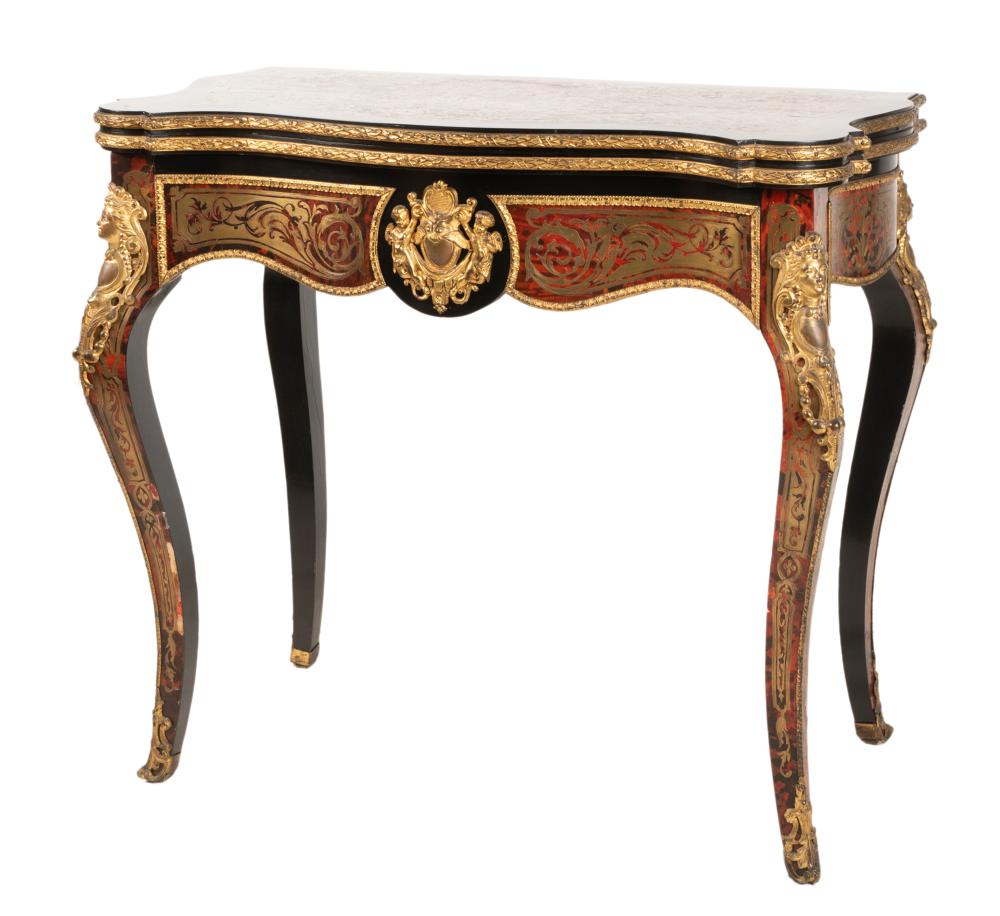 FRENCH BOULLE MARQUETRY GAMES TABLEFrench