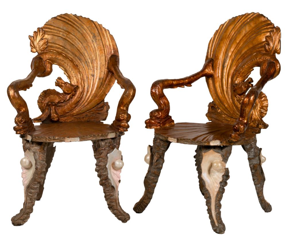 PAIR OF VENETIAN GROTTO CHAIRSPair 3b5381