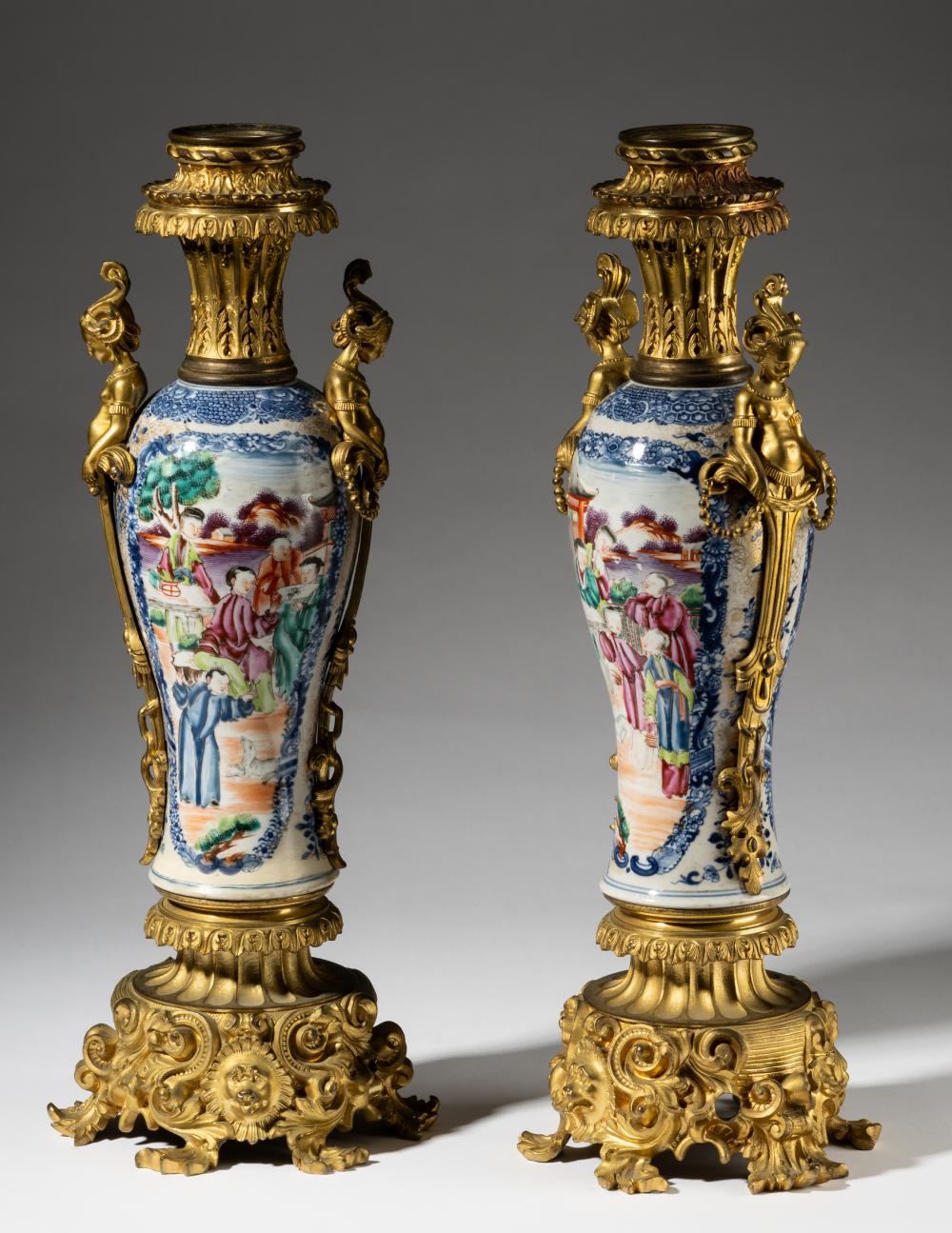 PAIR OF GILT BRONZE-MOUNTED CHINESE