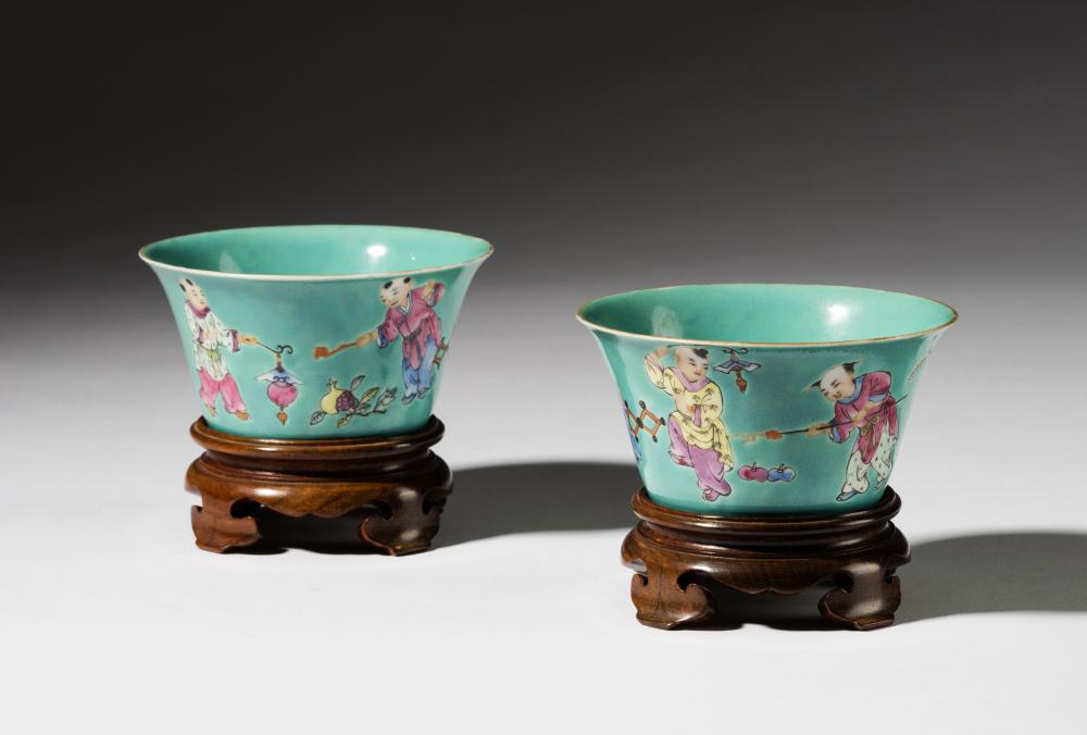 PAIR OF CHINESE REPUBLIC GREEN GLAZED