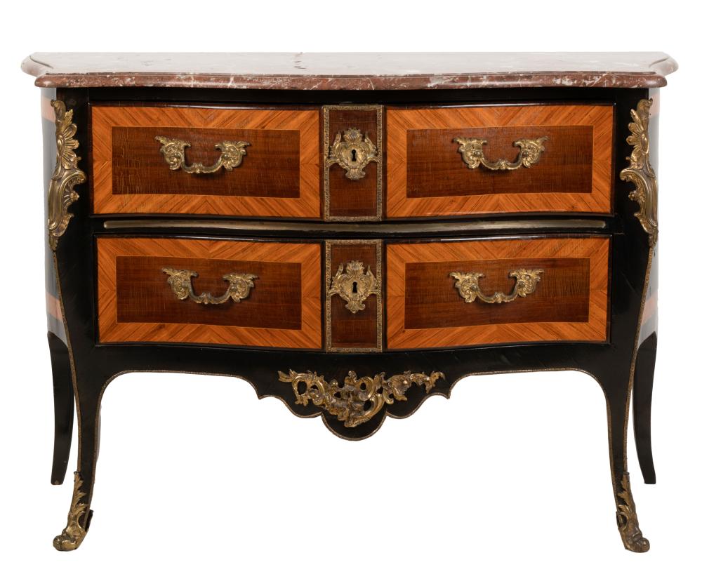 LOUIS XV-STYLE MAHOGANY AND FRUITWOOD