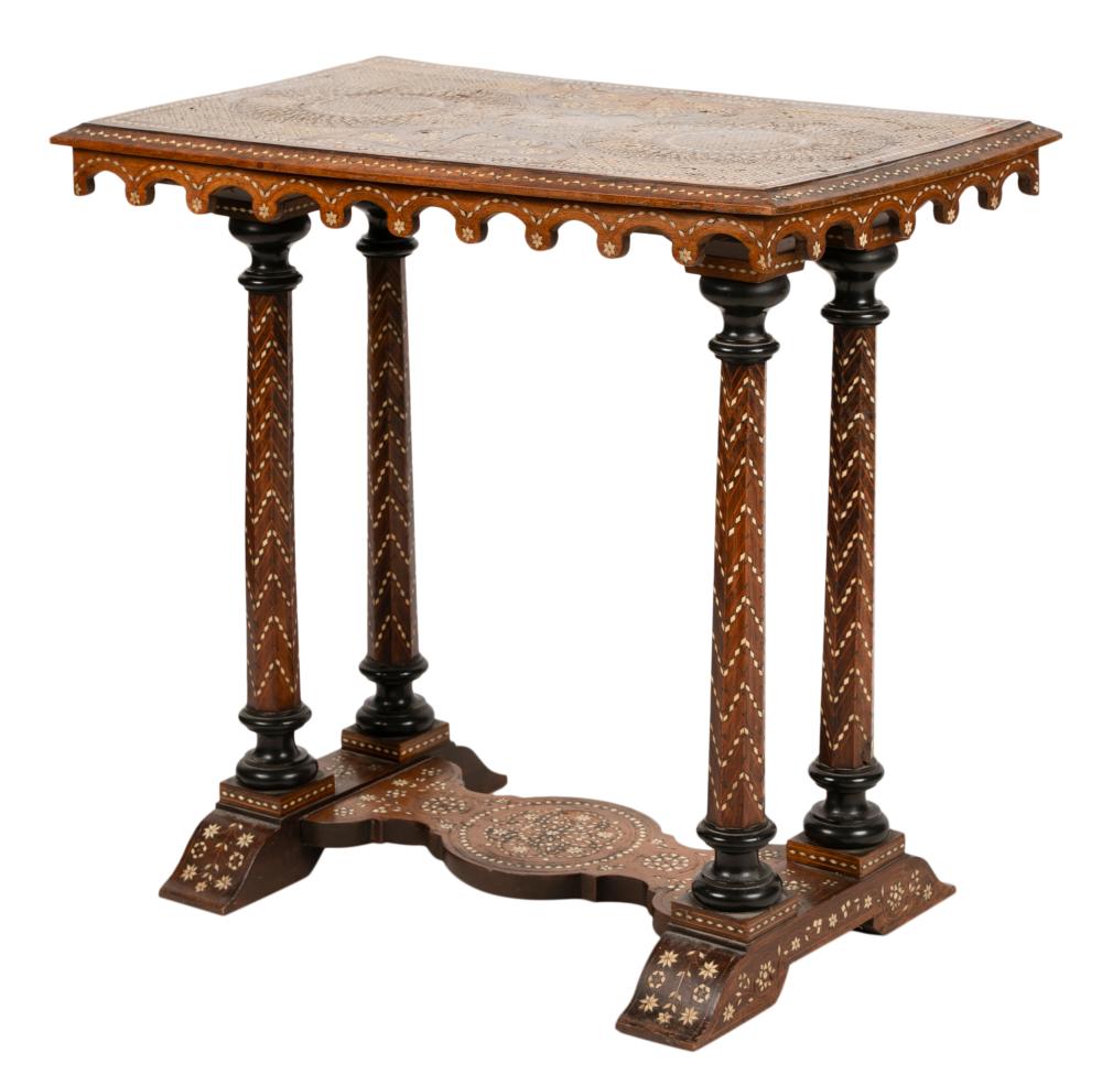 ANGLO-INDIAN BONE-INLAID TEAK TABLEAnglo-Indian