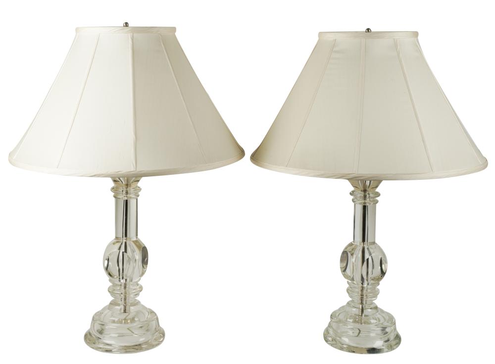 PAIR OF MOLDED GLASS TABLE LAMPSPair