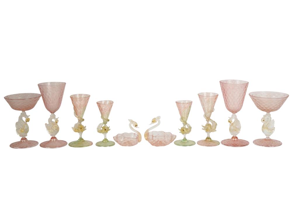 SET OF VENETIAN GLASS STEMWARESet 3b5520