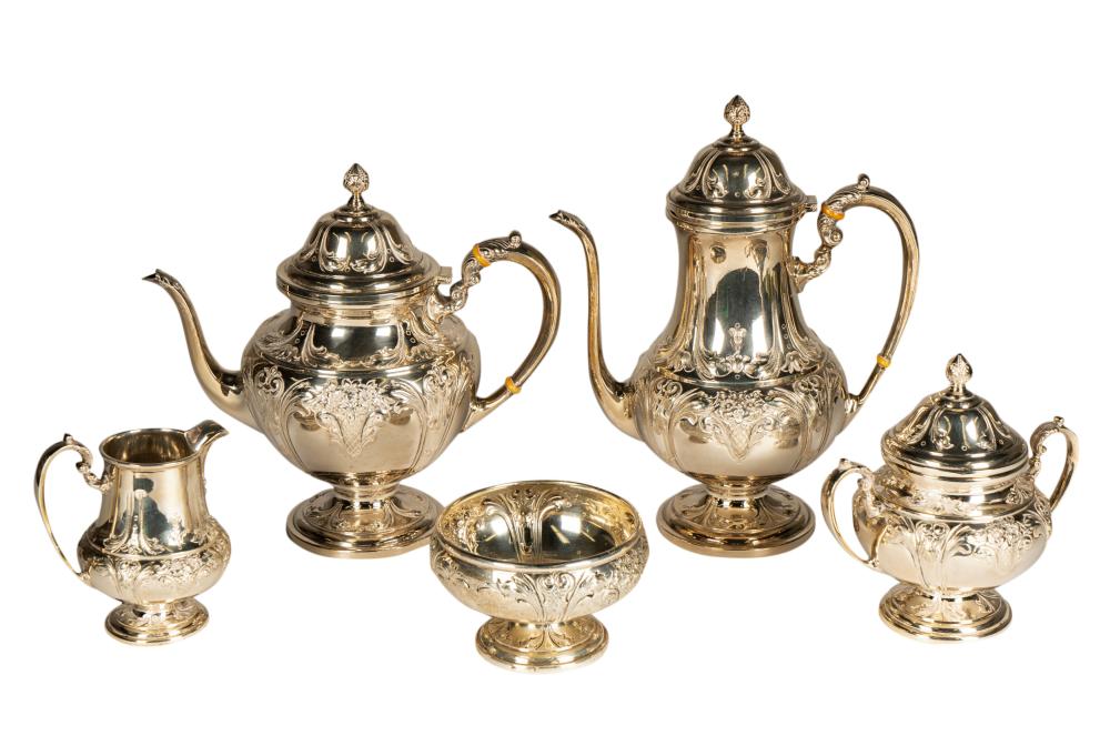 AMERICAN STERLING FIVE-PIECE TEA