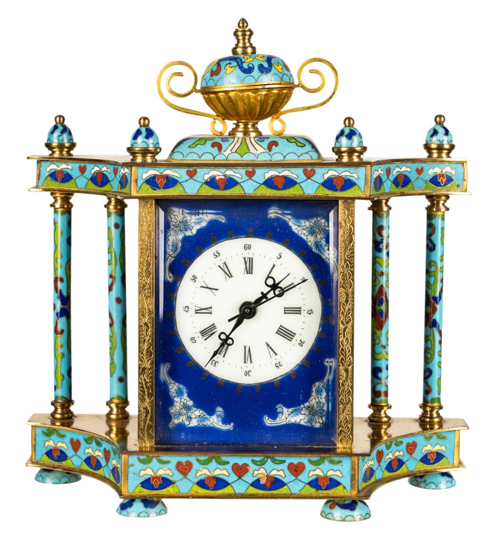 CHAMPLEVE ENAMEL MANTEL CLOCKChampleve