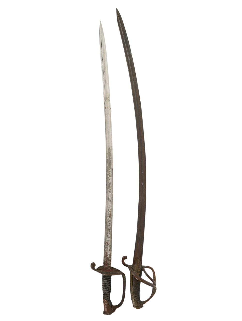 TWO MILITARY SWORDSTwo Military Swords,