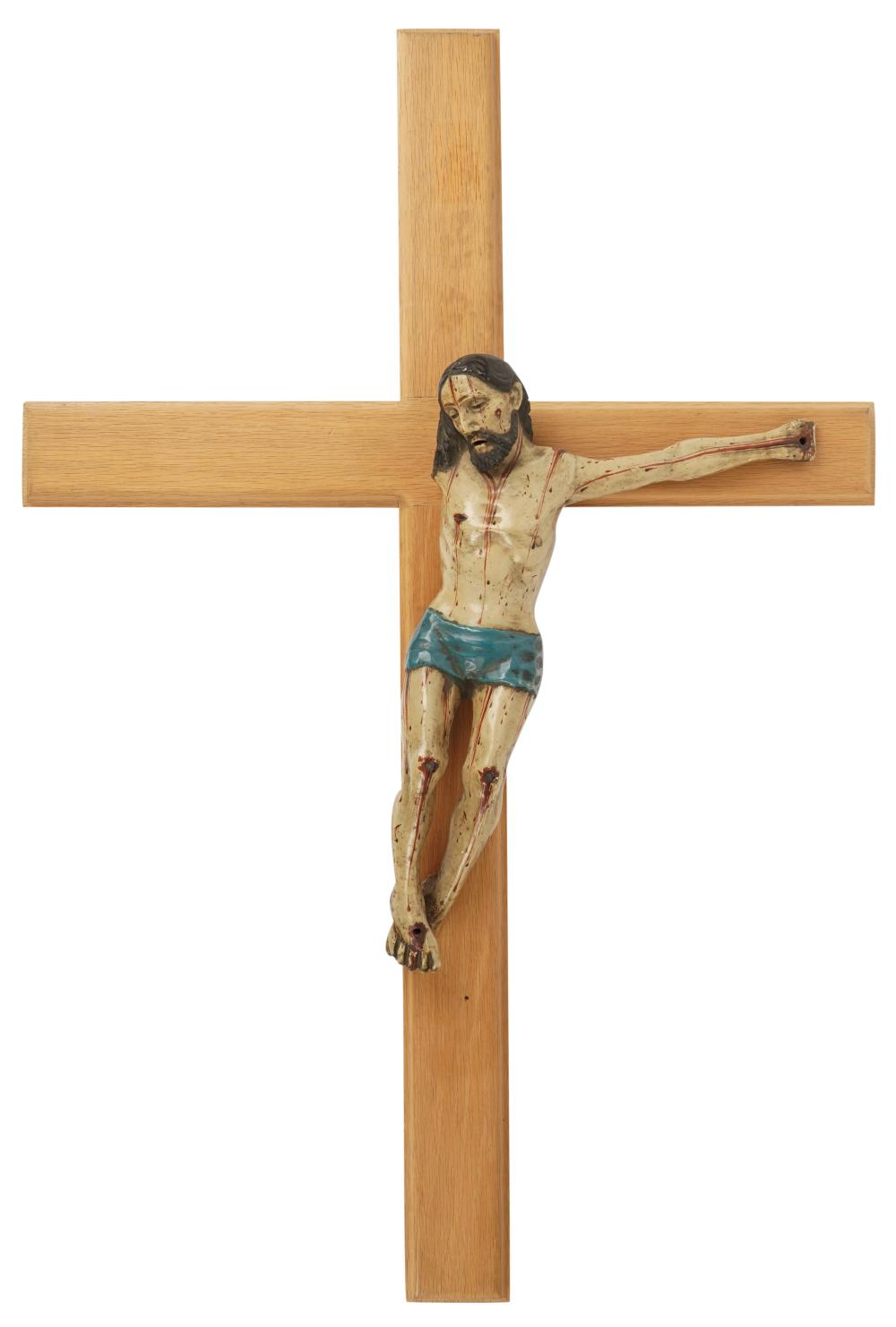 PAINTED WOOD CRUCIFIXPainted Wood 3b561c