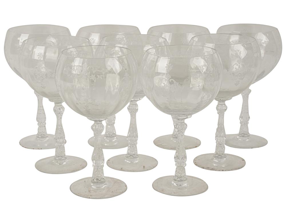 SET OF FOSTORIA ETCHED GLASS GOBLETSSet 3b5657