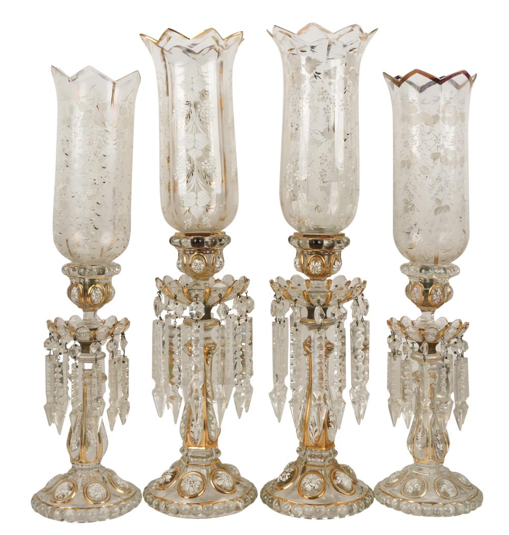 TWO PAIRS OF BOHEMIAN GLASS LUSTERSTwo