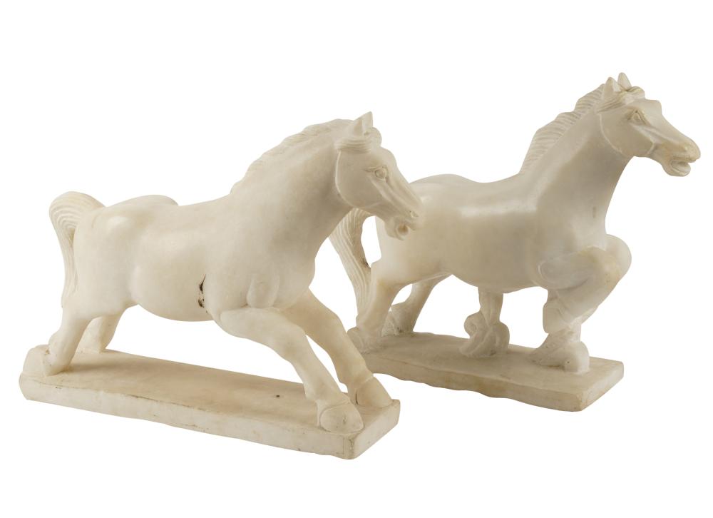 PAIR OF CARVED STONE HORSE FIGURESPair 3b5687