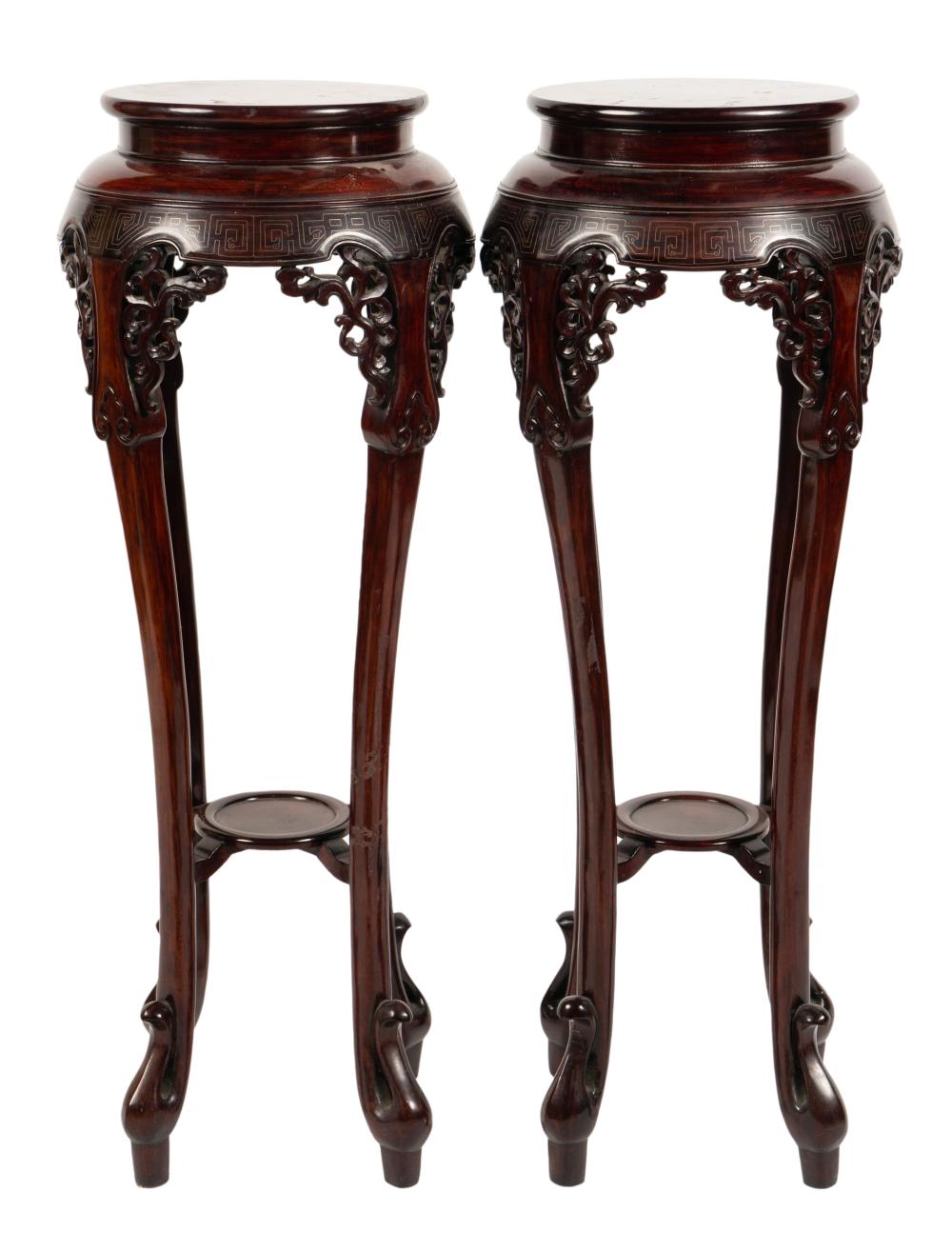 PAIR OF CHINESE CARVED HARDWOOD