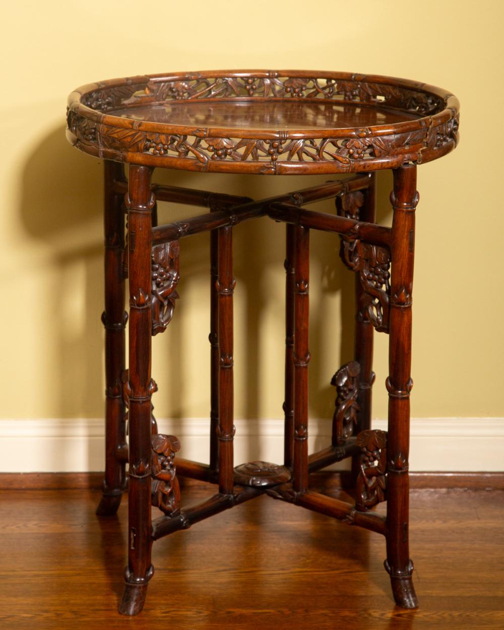 CHINESE CARVED WOOD TRAY-TOP END