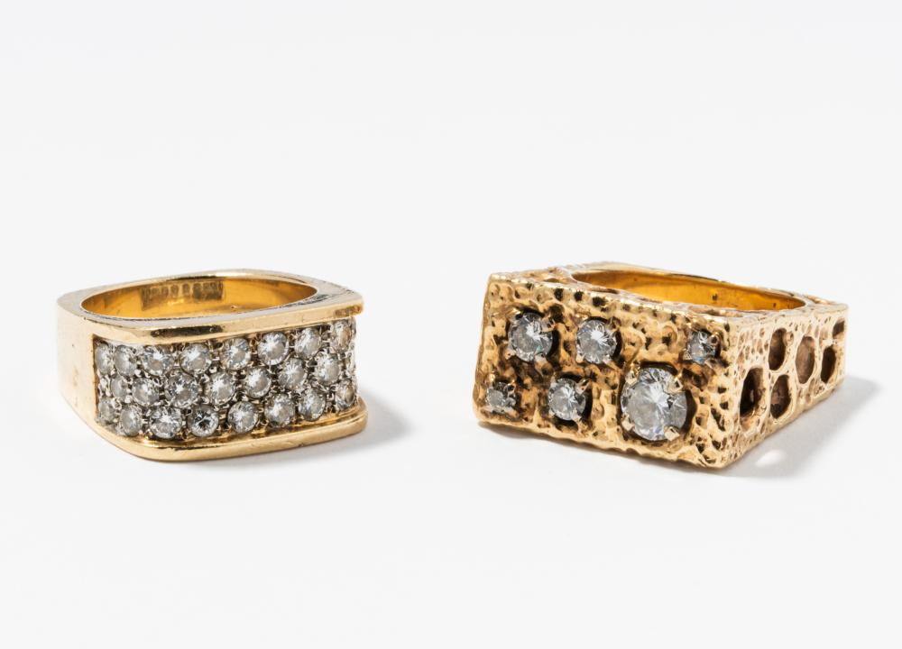 TWO 14 KARAT YELLOW GOLD AND DIAMOND 3b56fa