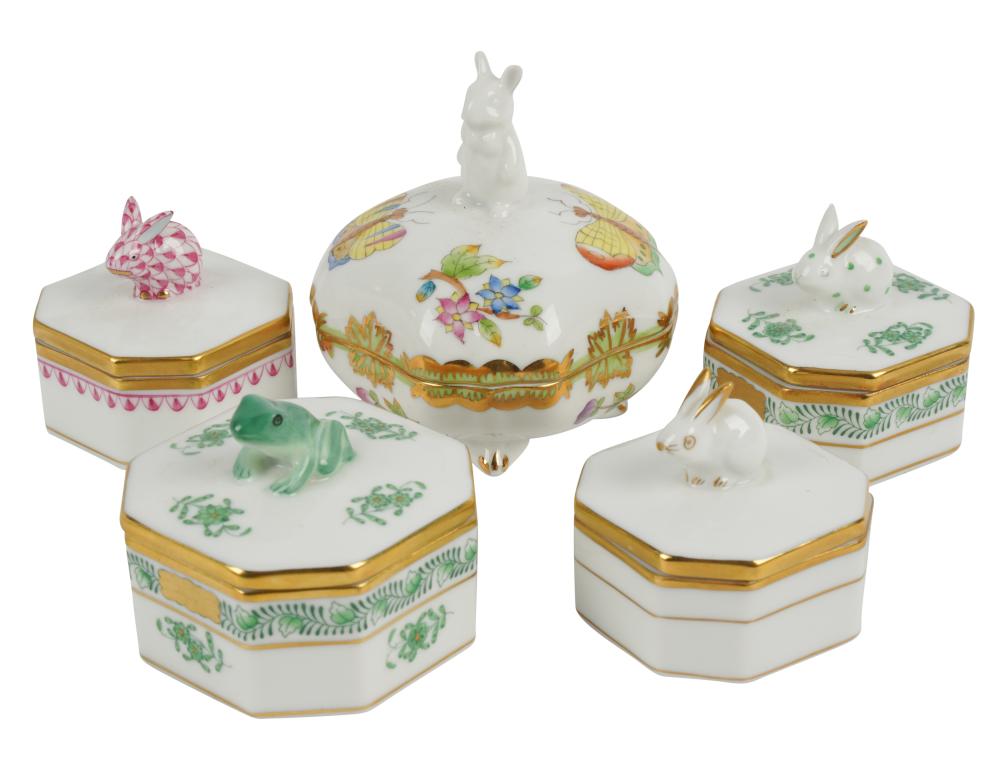 GROUP OF HEREND PORCELAIN COVERED