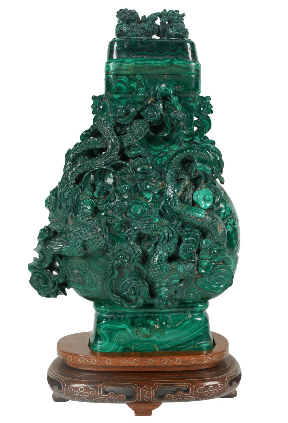 CHINESE CARVED MALACHITE COVERED