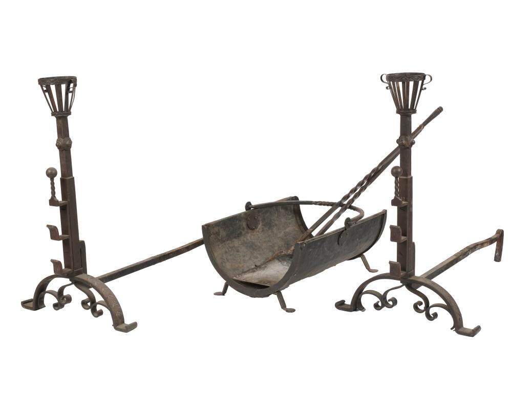 COLLECTION OF IRON ANDIRONS AND 3b5793