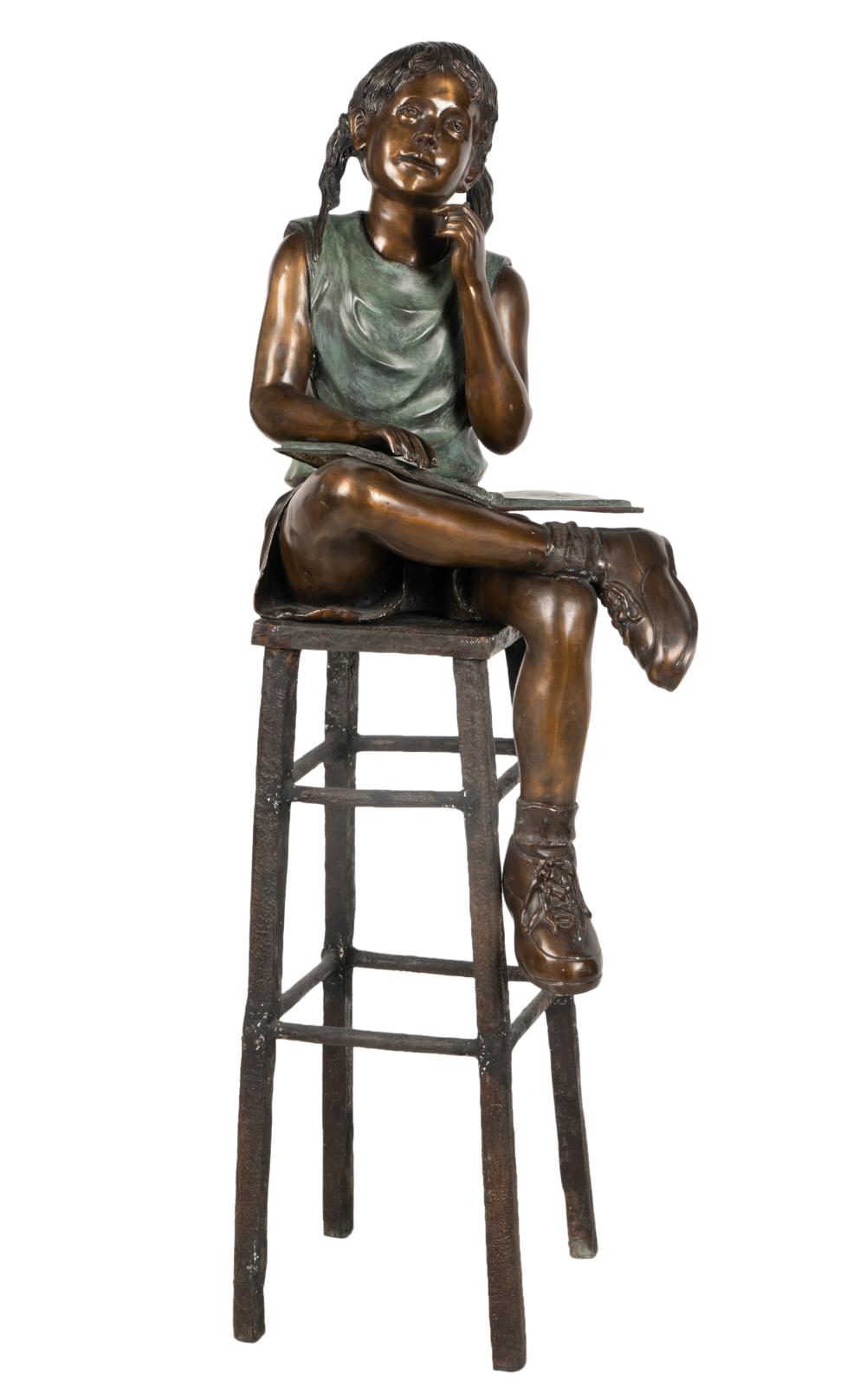 PATINATED BRONZE FIGURE OF A GIRLPatinated 3b57ab
