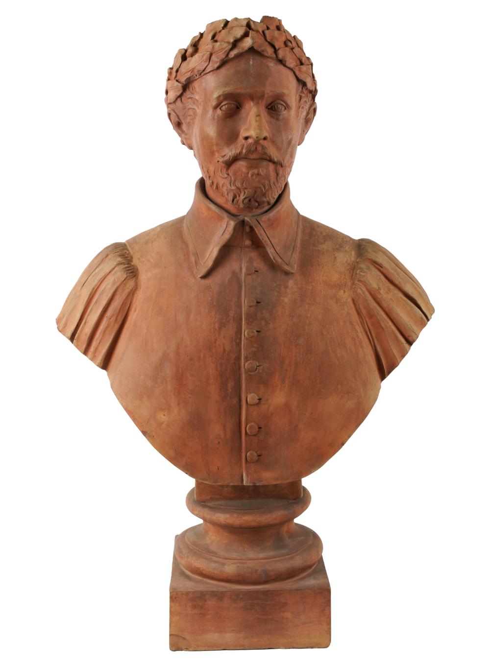 TERRACOTTA BUST OF A MAN WITH LAUREL 3b580e