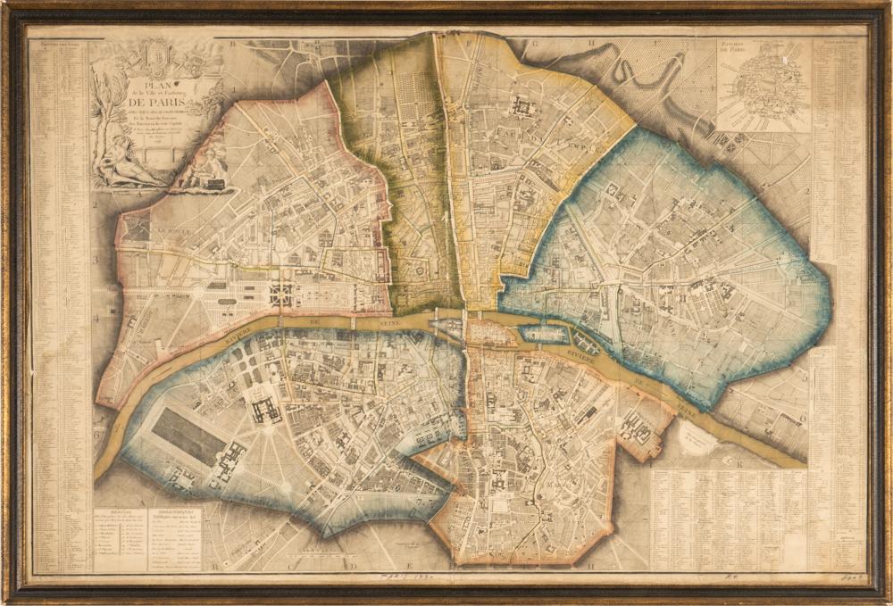 FRENCH HAND COLORED MAP PLAN DE 3b5838