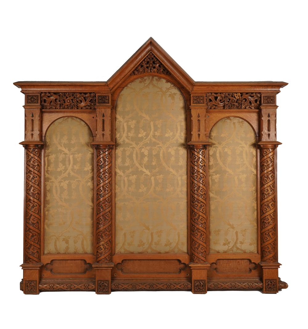 GOTHIC REVIVAL CARVED OAK HEADBOARDGothic