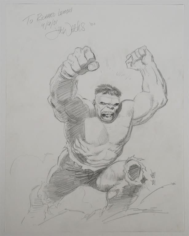 SIGNED LEE WEEKS HULK SKETCH ARTWORKOriginal 3b5865