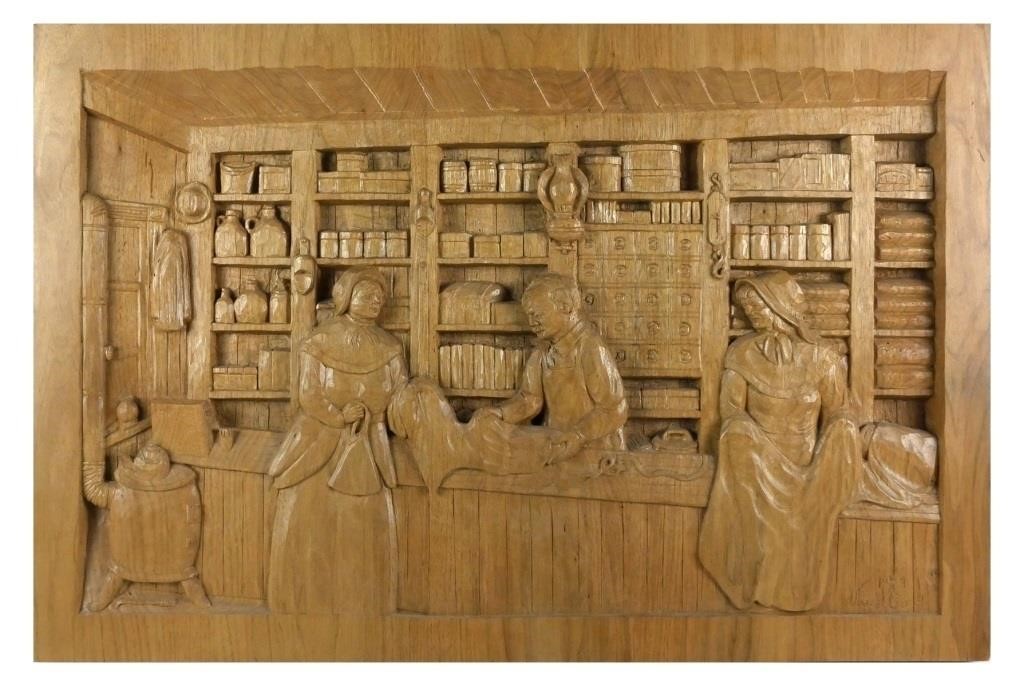 MARCEL GUDY CARVED WOODEN RELIEF