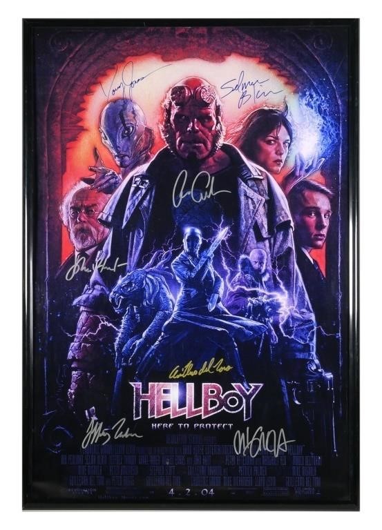 (7) CAST SIGNED HELLBOY POSTER"Hellboy